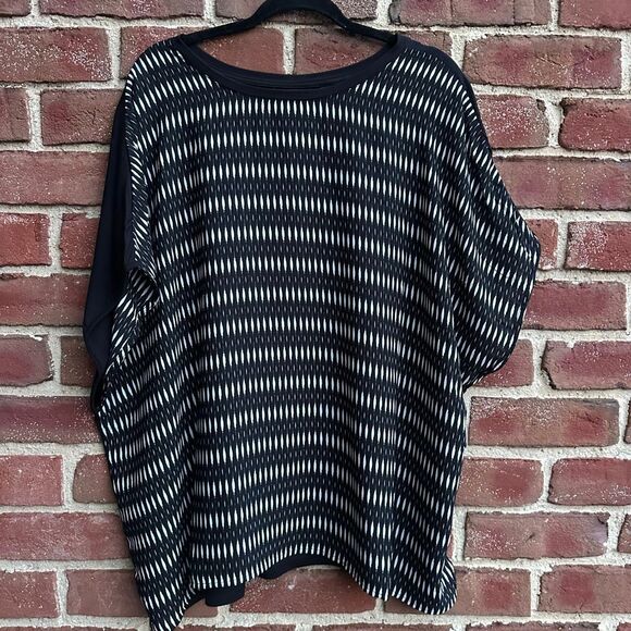 Rafaella Dolman Sleeve Printed Top black white plus size 3X NEW - Picture 1 of 7